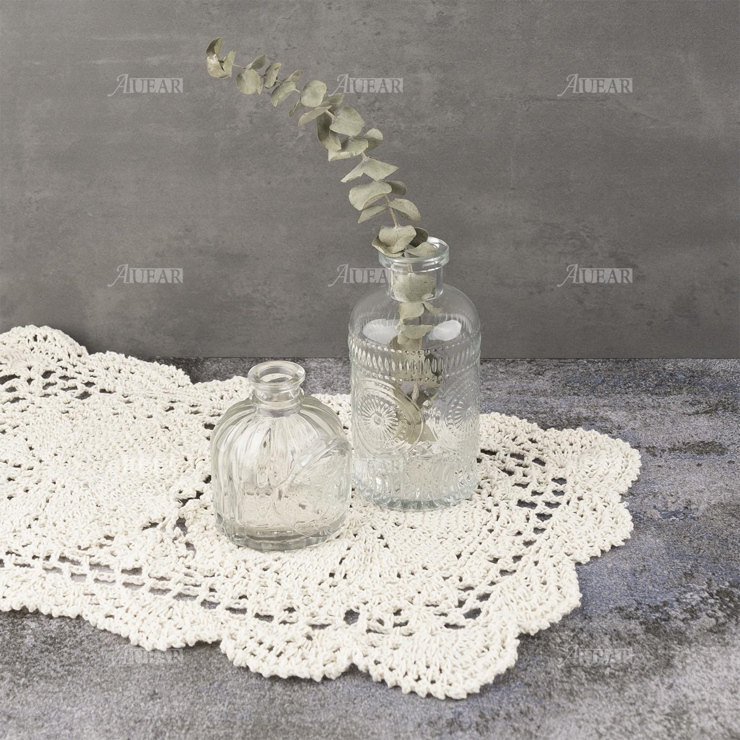 Auear, 2 Pcs Crochet Cotton Lace Placemats Doilies Rectangle Doily Beige Handmade For Dressers And End Tables, 17 * 9.5 Inch